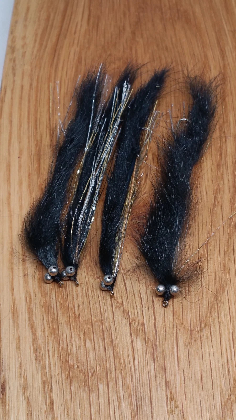 Black Snake fly fishing Trout Fly Set Of 4. Size 10 Fry Basher