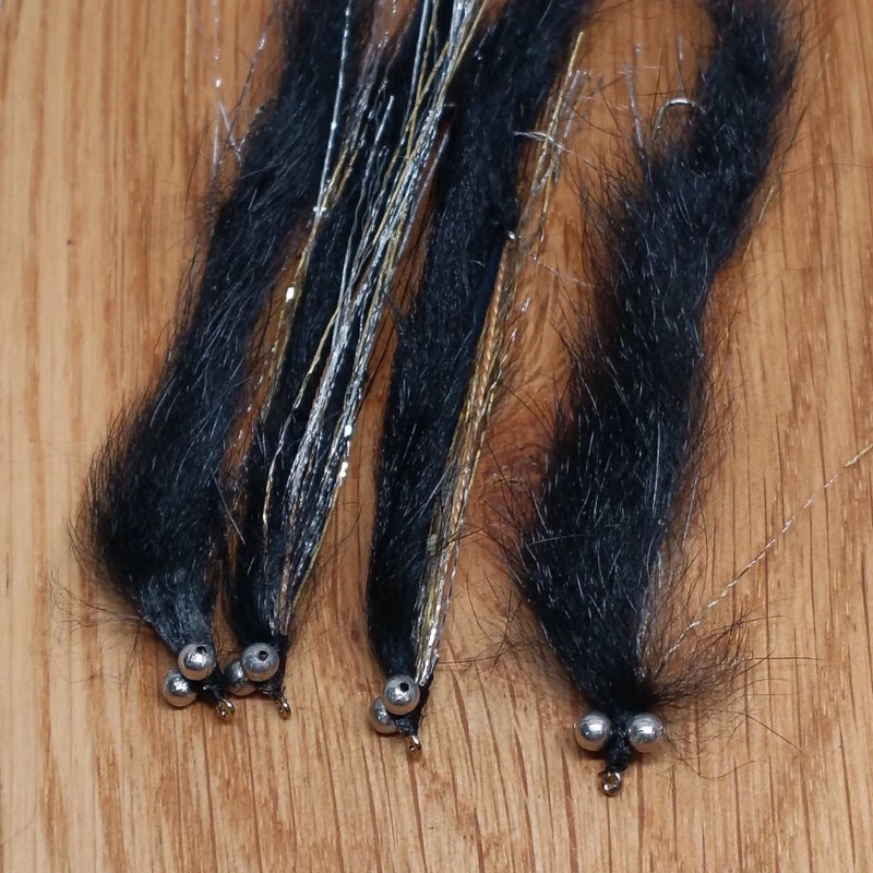Black Snake fly fishing Trout Fly Set Of 4. Size 10 Fry Basher
