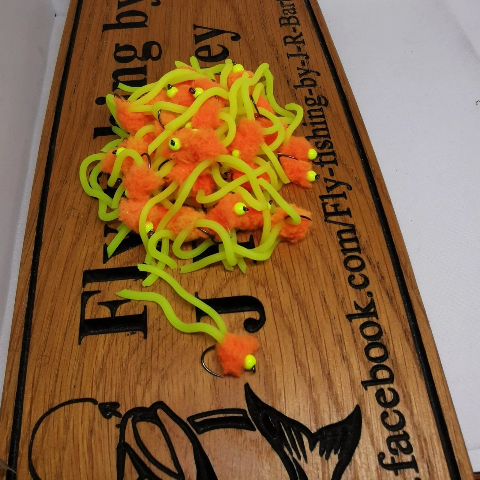 6 X Citrus Squirmy Worm Blob Size 10 Barbless  Hot Head Trout Flies.