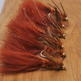 Brown Woolly Bugger Fly Fishing Flies lures Streamers X6