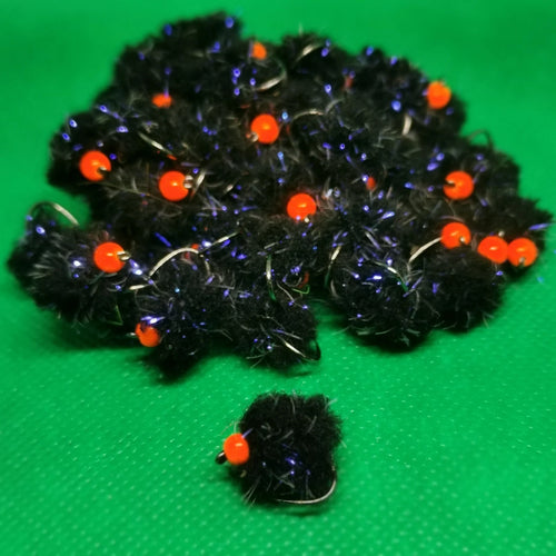 6x Size 10 Glistening Egg_it Black UV Eggstacy Blob fly Fly Fishing, eggstacy.