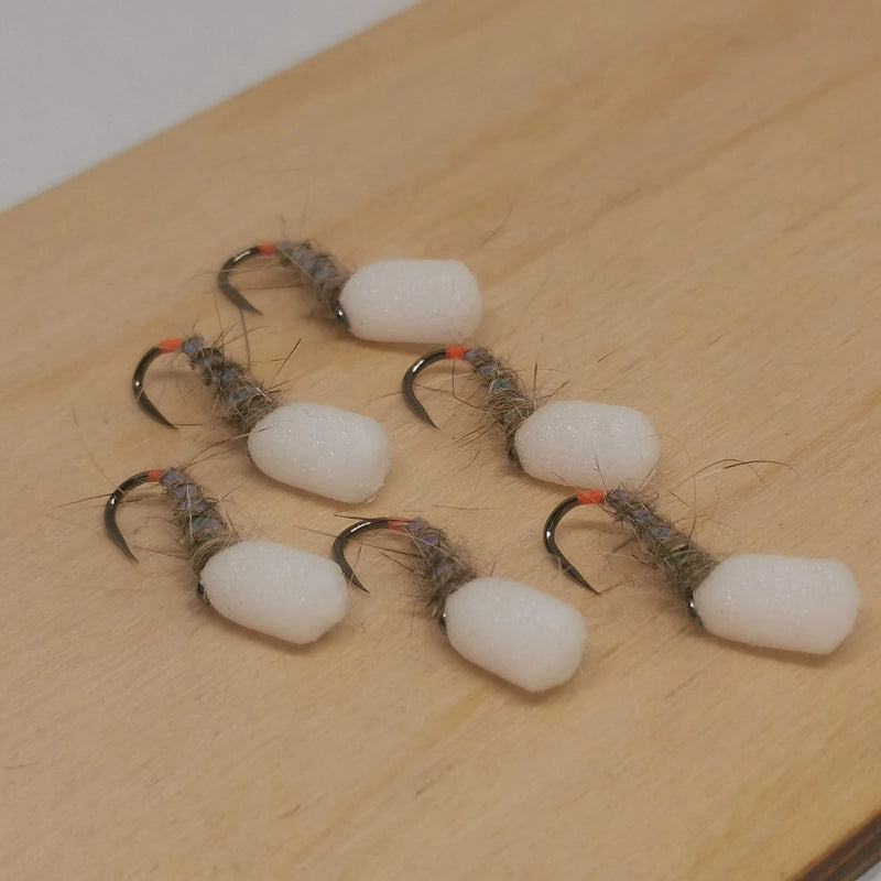Hot Butt Hares Ear Suspended buzzer Set of 6 Fly Fishing Trout Flies SIZE 12