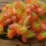6 Fluro Yellow and Peach Flash Tail BLOBS/TROUT FLIES/FLY FISHING size 10 barbed