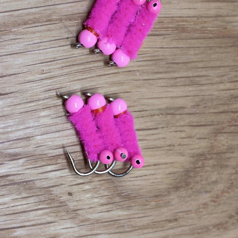 Percy Pecker Trout Fly Size 8 Bung Fly Fishing Pink Set Of 6