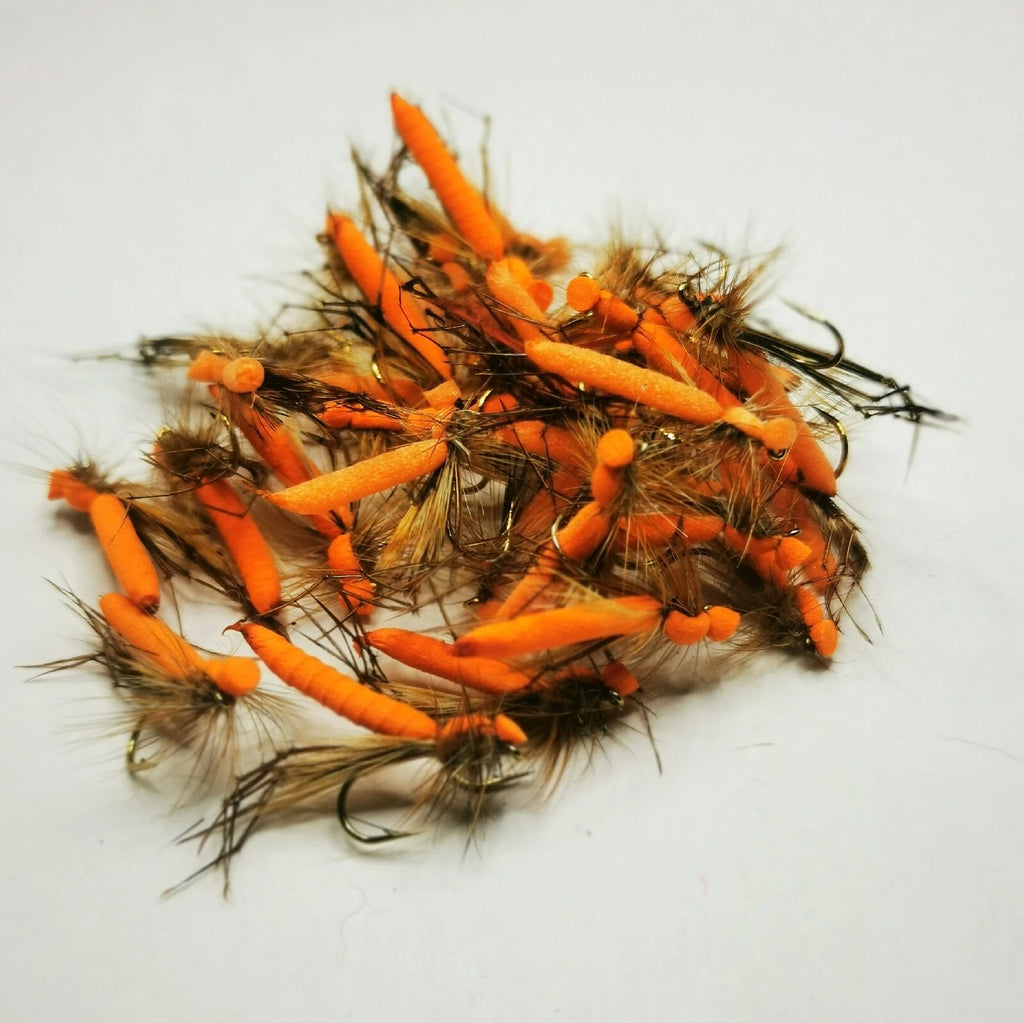 Foam Daddy Long Legs - Trout Fishing Flies Set of 6 2x Black/2x Orange/2x Brown
