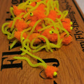 6 X Citrus Squirmy Worm Blob Size 10 Barbless  Hot Head Trout Flies.