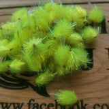 6 Fluro Yellow Pearl Flash Tail BLOBS/TROUT FLIES/FLY FISHING size 10 barbed