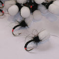 6 Black suspender top hat emerger white foam Buzzer red tag. Trout Fly Fishing
