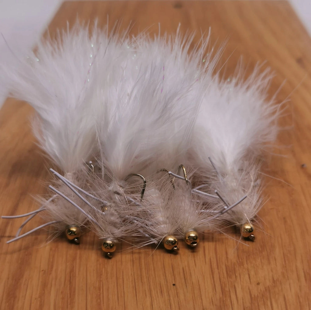 White Woolly Bugger Fly Fishing Flies lures Streamers X6