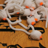 6 X  White Squirmy Worm Blob Size 10 Barbless Hot Head Trout Flies.