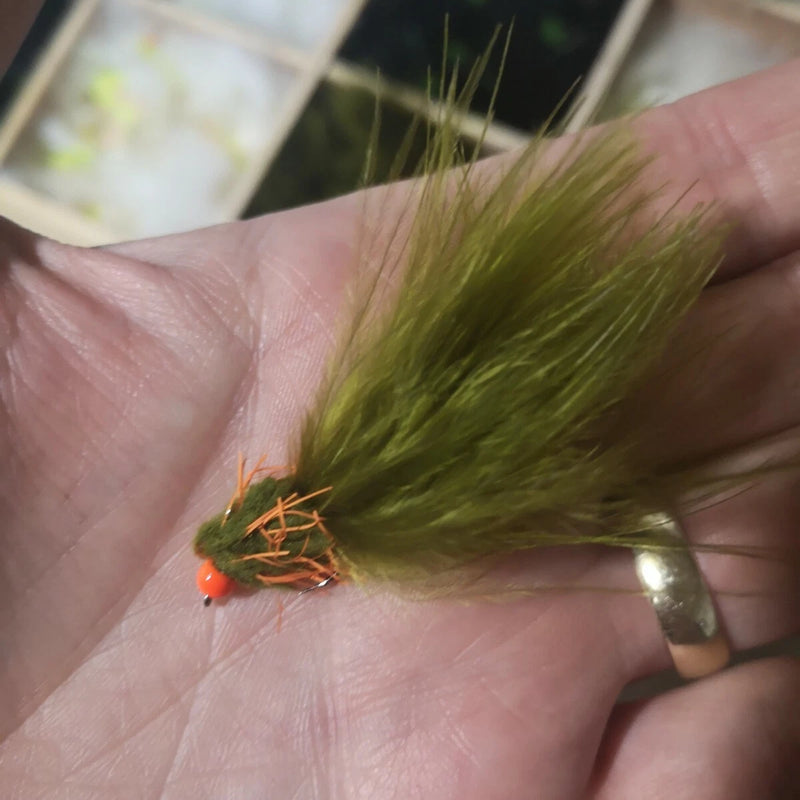 Eggstacy Bleeding Damsel trout fly barbless size 10 hook hot head