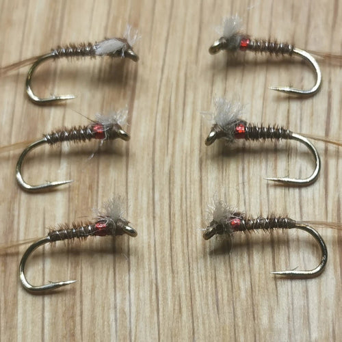 Brown Muskin trout fly / nymph - size 12 set of 6