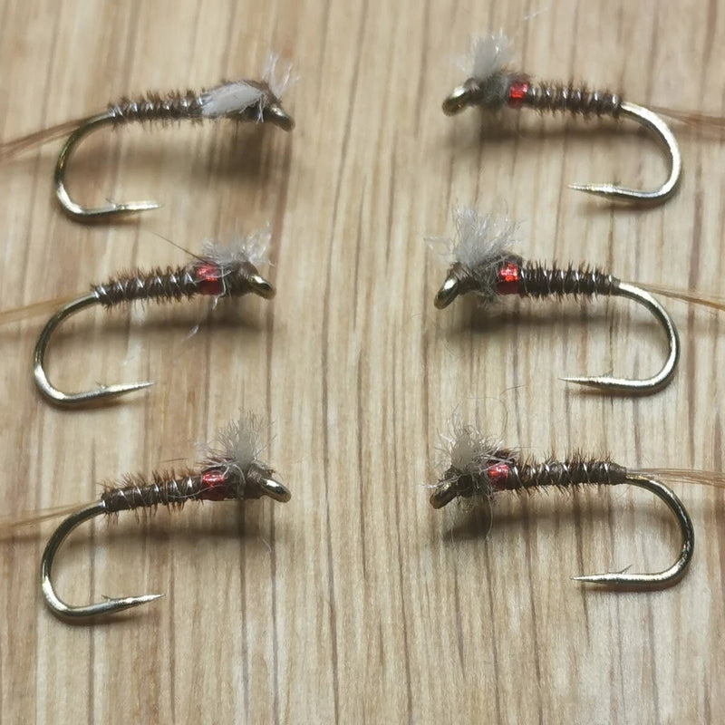 Brown Muskin trout fly / nymph - size 12 set of 6