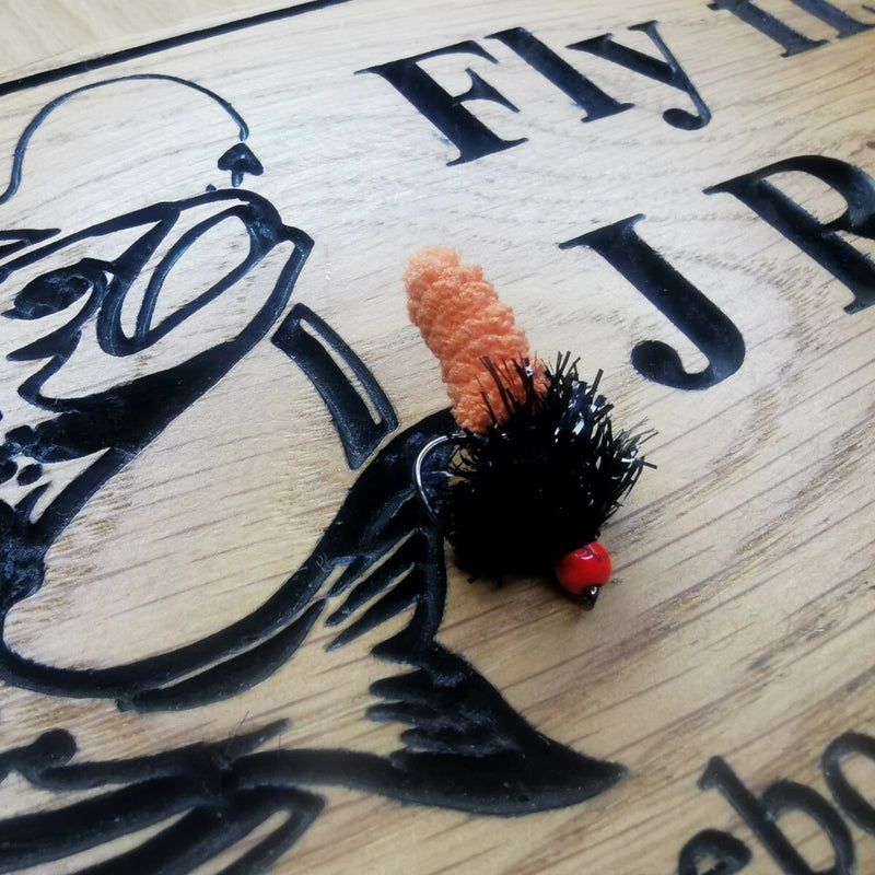 Black / Orange Mop Flies Size 10 (Set of 6) Fly Fishing Flies