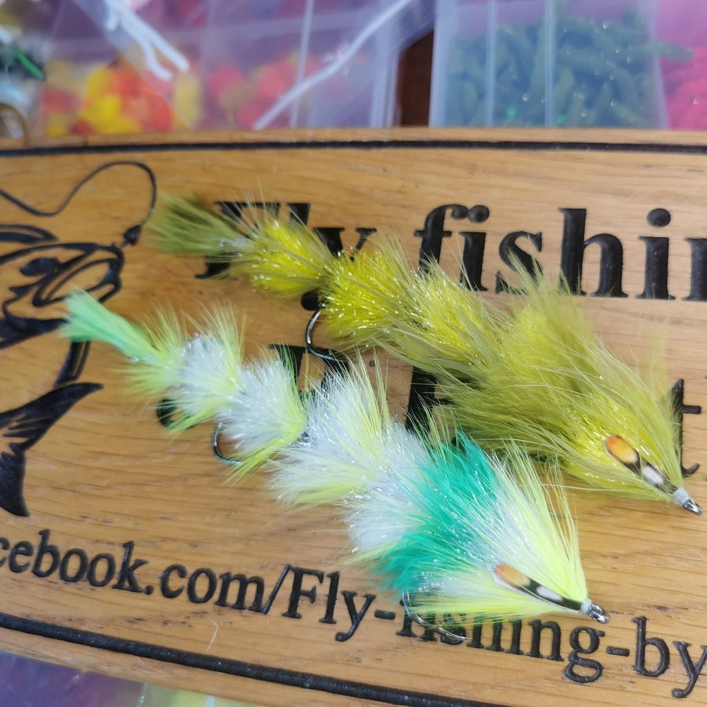 Pike Fly Feather Game Changer, Game Changer  set of two flies Pike Fly Fishing