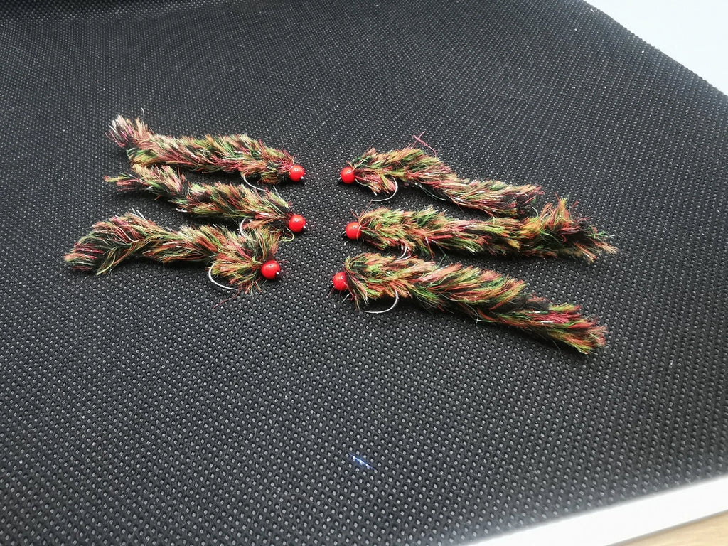 6 Jacobs Coat Worms FISHING TROUT FLIES SIZE 10 BARBLESS LURE