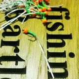 6 x CATS WHISKER FLEXI-FLOSS STALKING BUG ,LURES,TROUT FLIES, BUZZERS SIZE 12