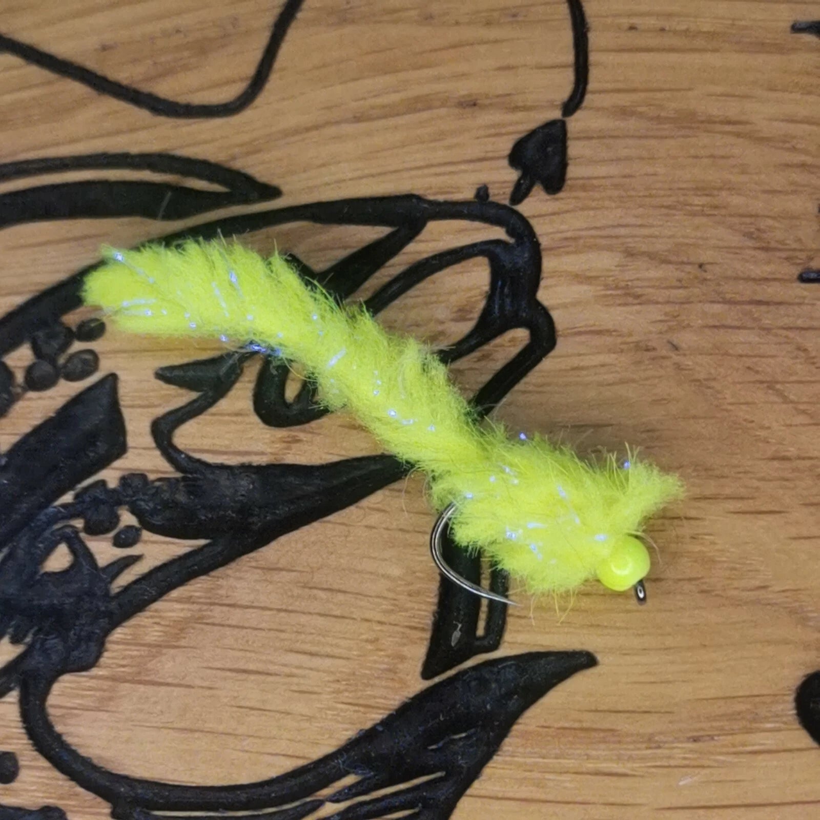 6 Fluorescent Yellow Electric Eggstacy Worms. Fly Fishing trout fly lure