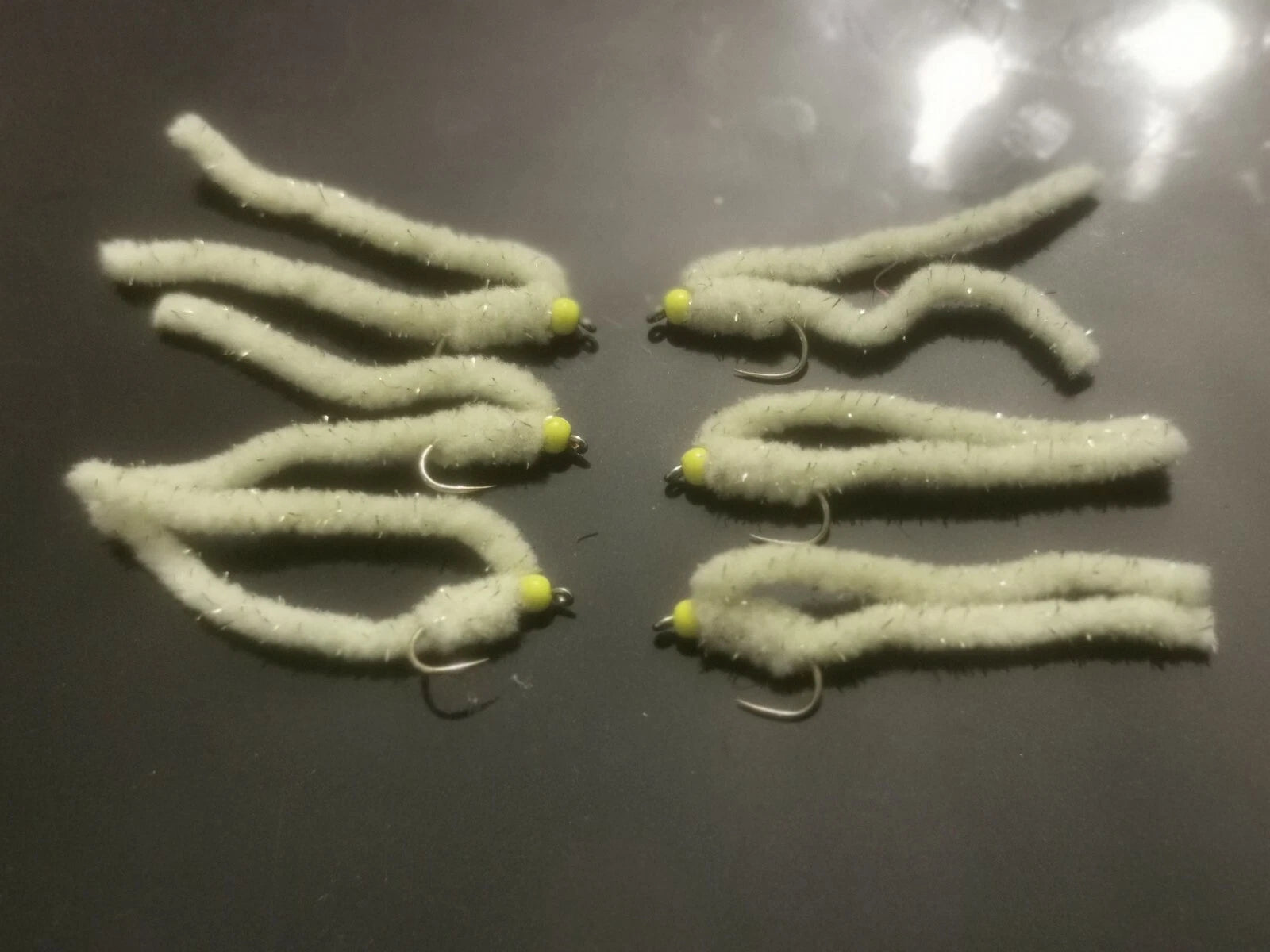 6 x Shimmy Worm Trout Fly Lures Size 10 barbless