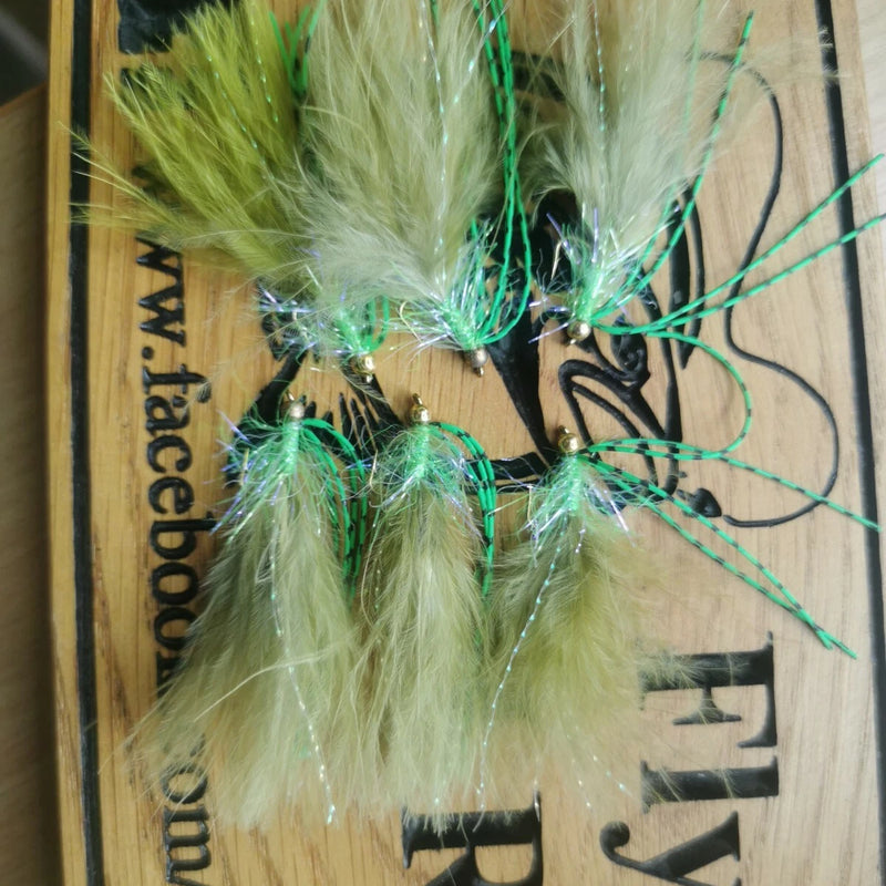 Olive Flexi Cat TROUT FLY LURE SIZE 10 set of 6 trout fly lure