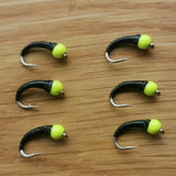 6 'Dogs Bollox' Bung Buzzers Barbless Size 12 - Fly Fishing Flies Trout Bollocks