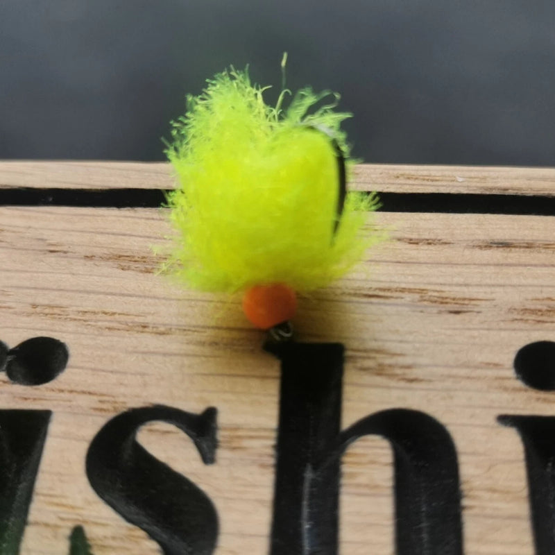 6 X Yellow Pulse Fritz EGG/BLOB FLY FISHING TROUT FLIES  SIZE10 barbless