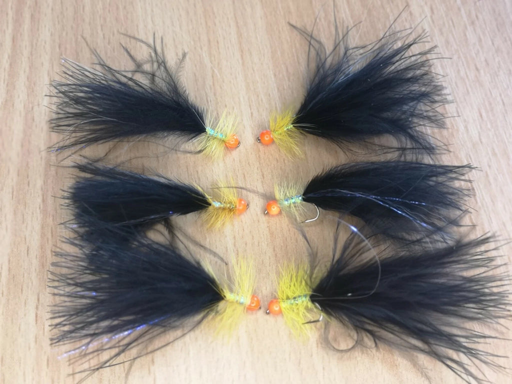 Hothead Yellow And Black Dancer Size 10 (Set of 6)  Fly Fishing Flies Fry Wet