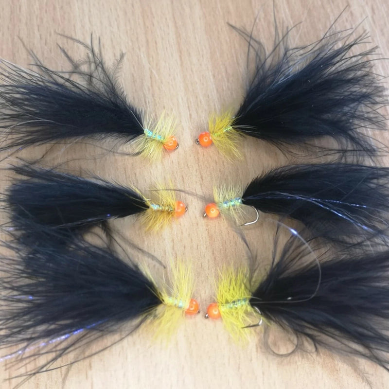 Hothead Yellow And Black Dancer Size 10 (Set of 6)  Fly Fishing Flies Fry Wet