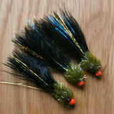 Ally McCoist UV Olive / Black Fritz Lure size 10 (Set of 6) Fly Fishing Flies