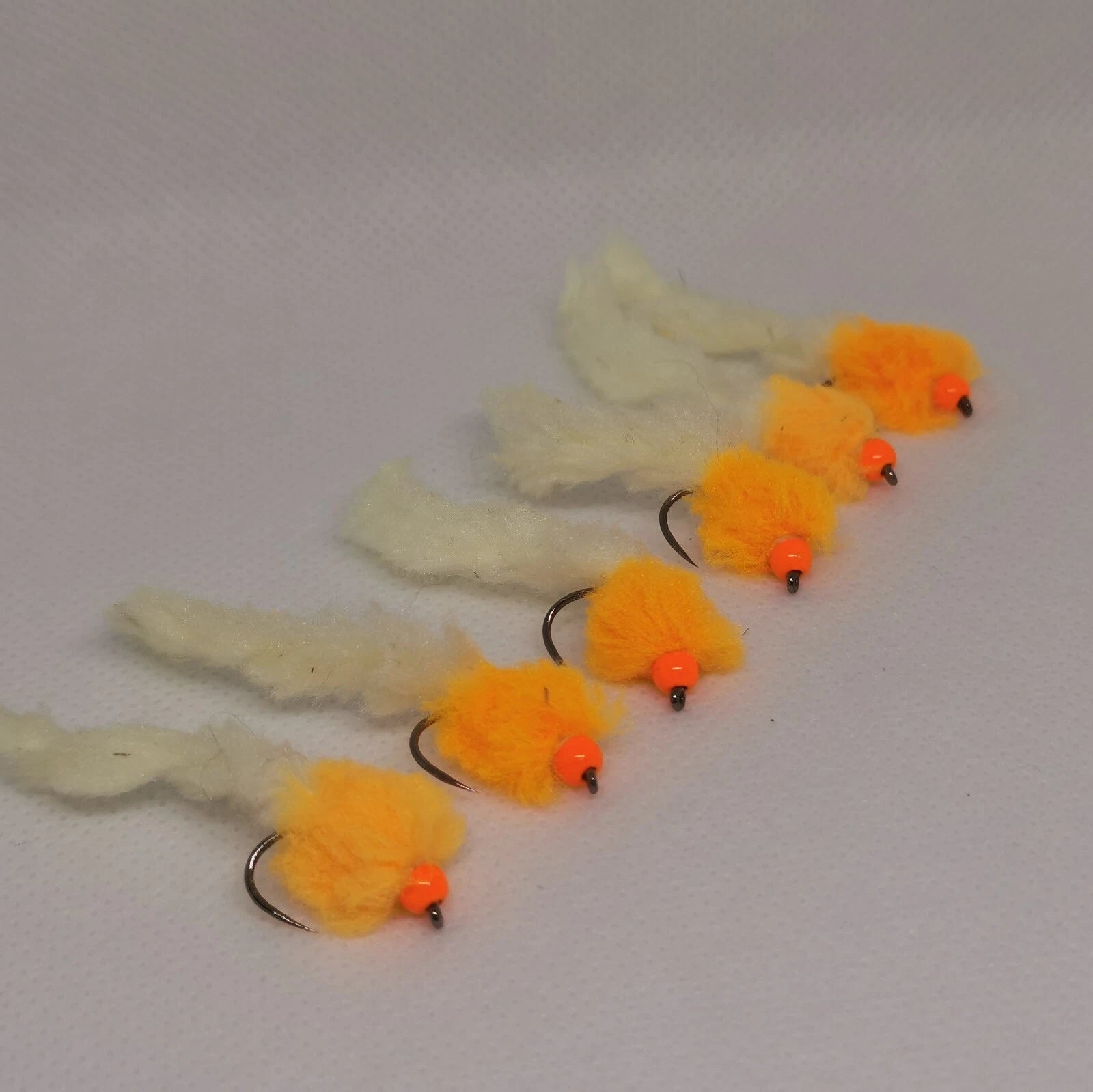 6 Orange Cheese Eggstacy Worms.Fly Fishing trout fly lure barbless