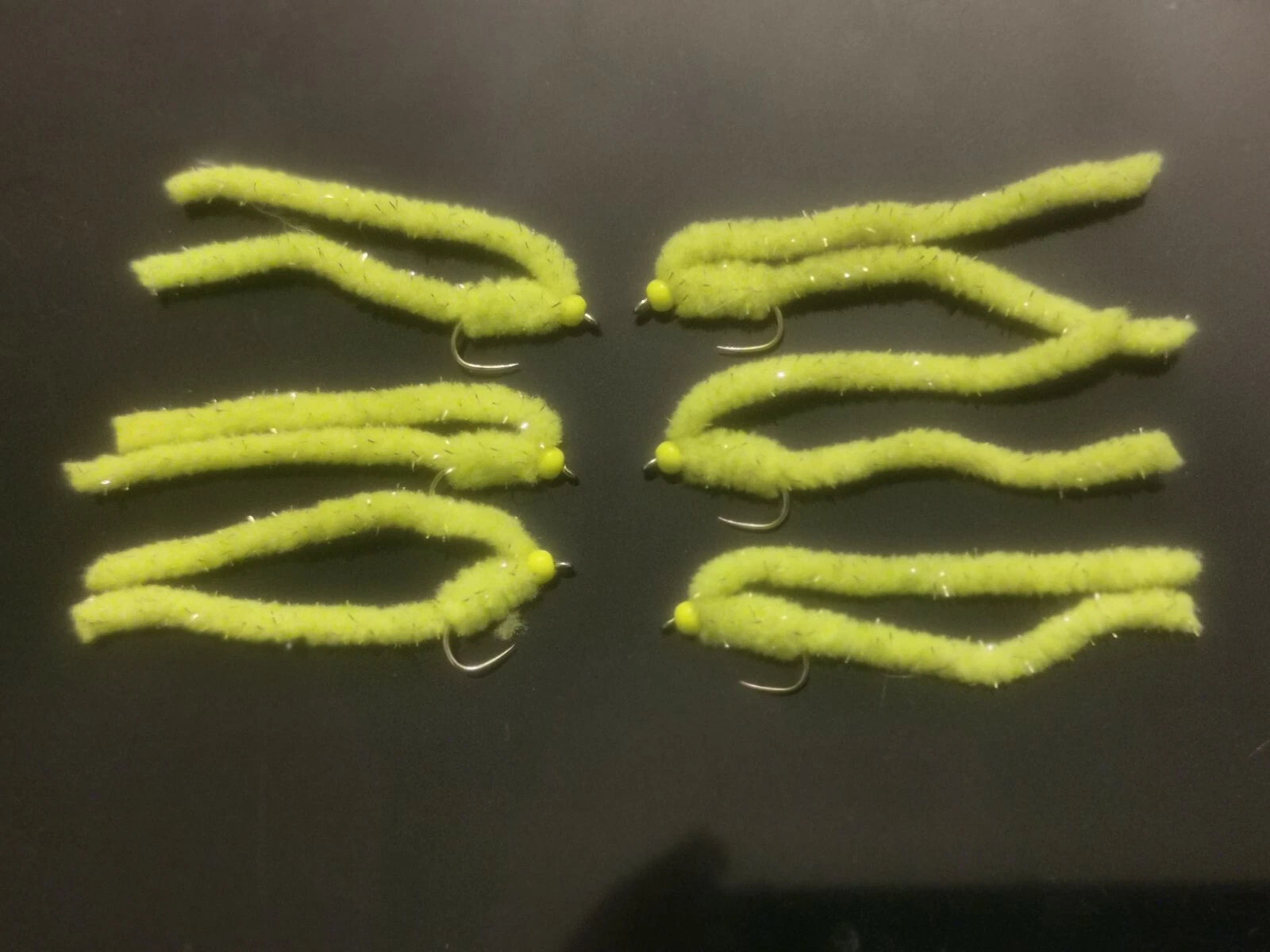 6 x Shimmy Worm Trout Fly Lures Size 10 barbless