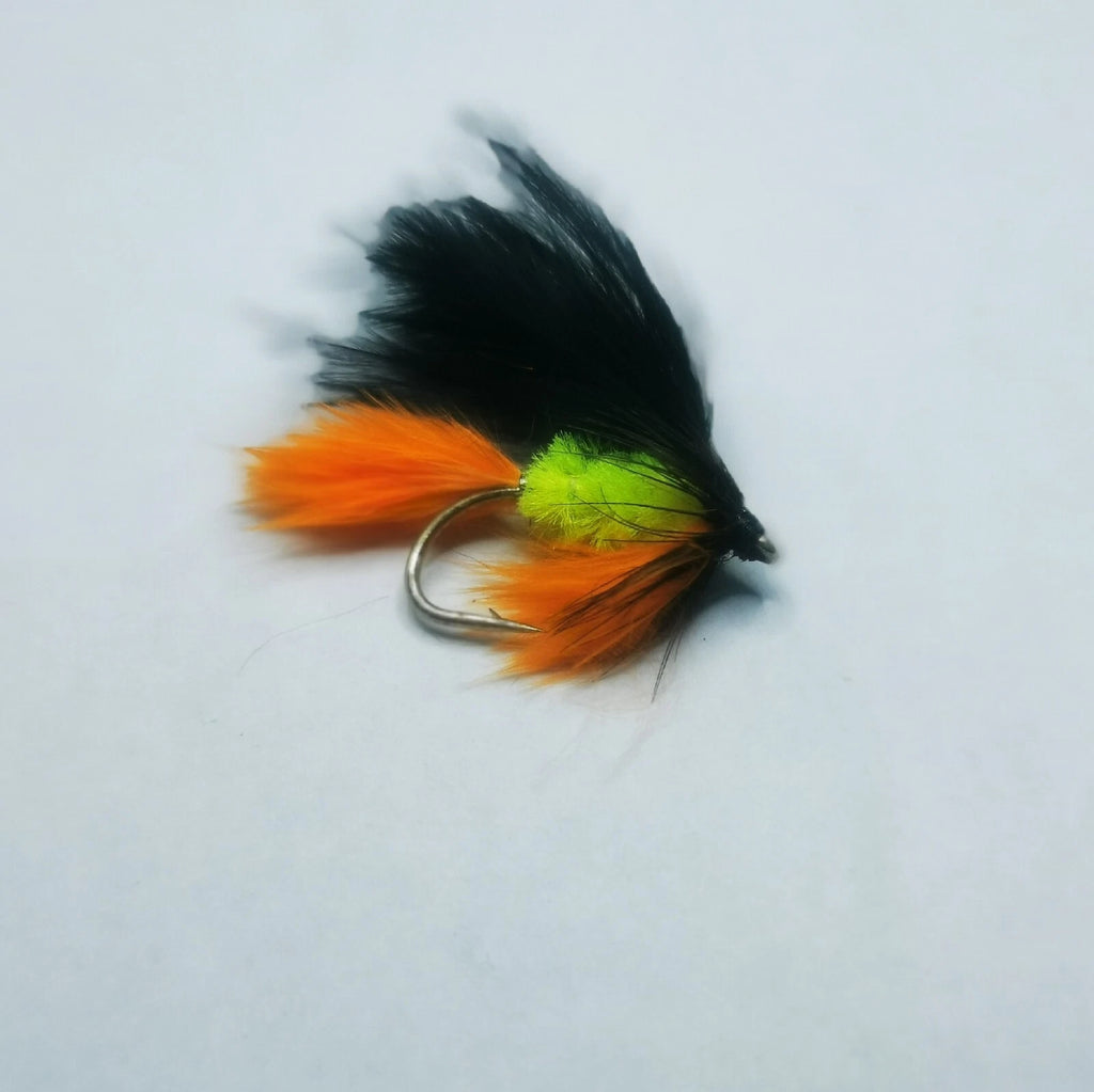 6 Black And Orange Mini Lures Fly Fishing Trout Fly Size 10