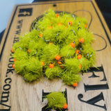 6 OLIVE /OLIVE STRAGGLE EGG-IT BLOBS TROUT FLIES  SIZE 10 BARBLESS HOTHEAD