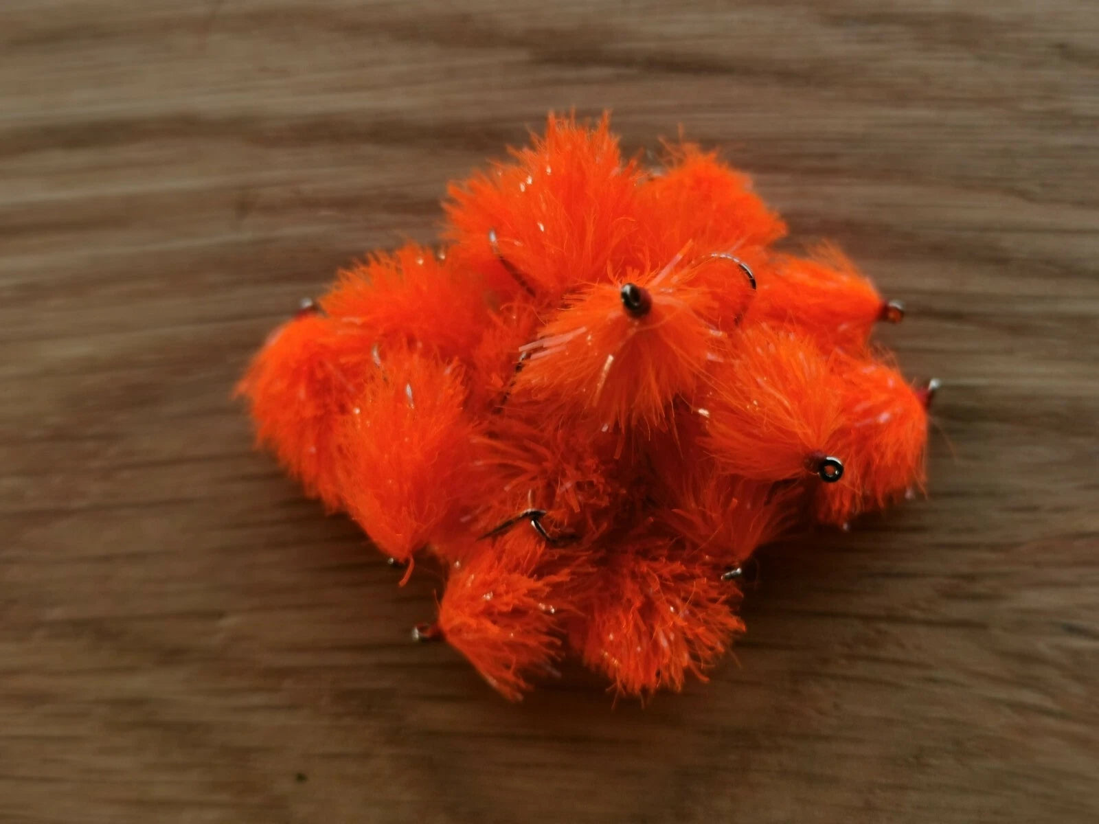 12 ORANGE  BLOBS/TROUT FLIES/FLY FISHING size 10