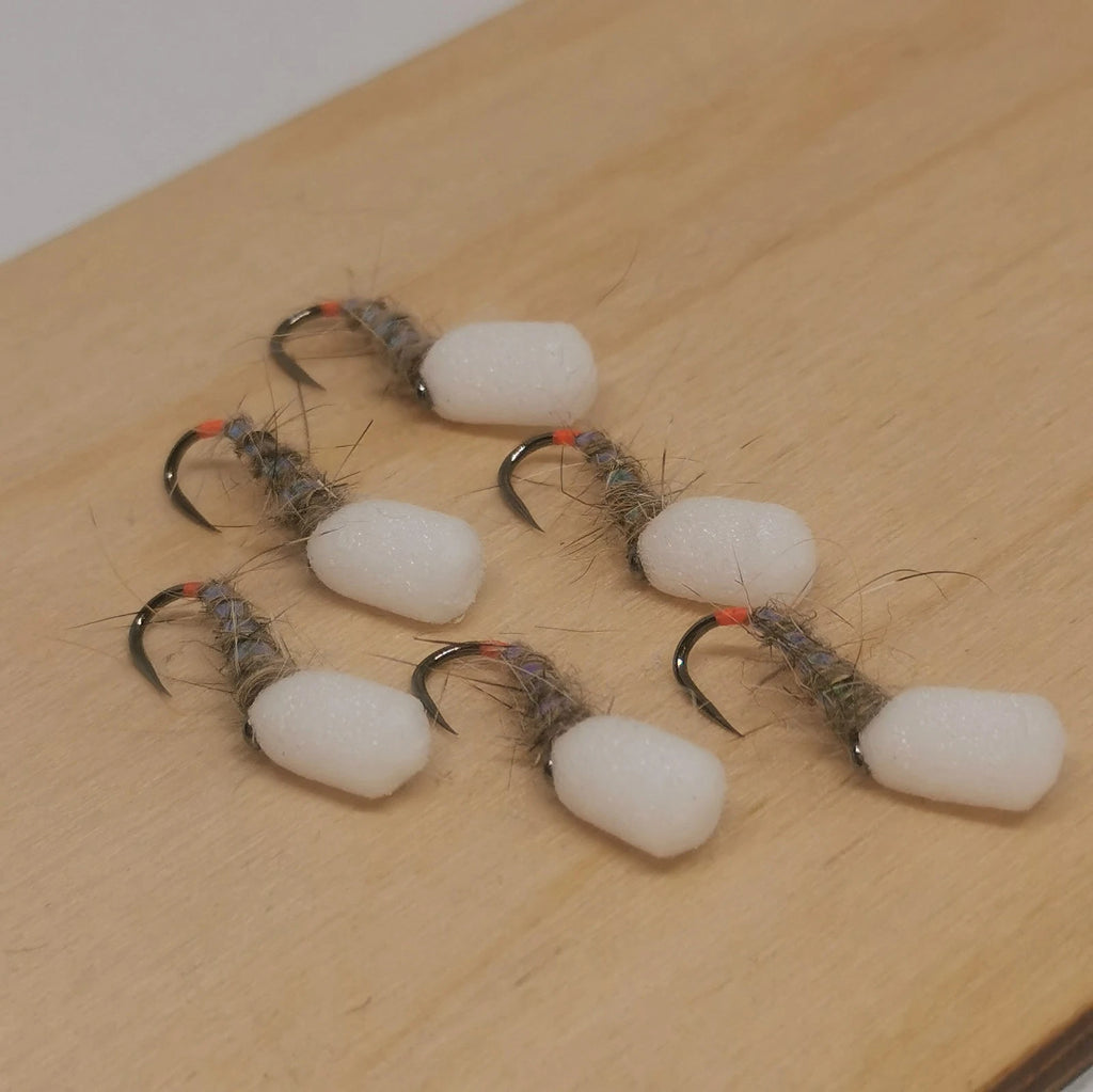 Hot Butt Hares Ear Suspended buzzer Set of 6  Fly Fishing Trout Flies SIZE 12