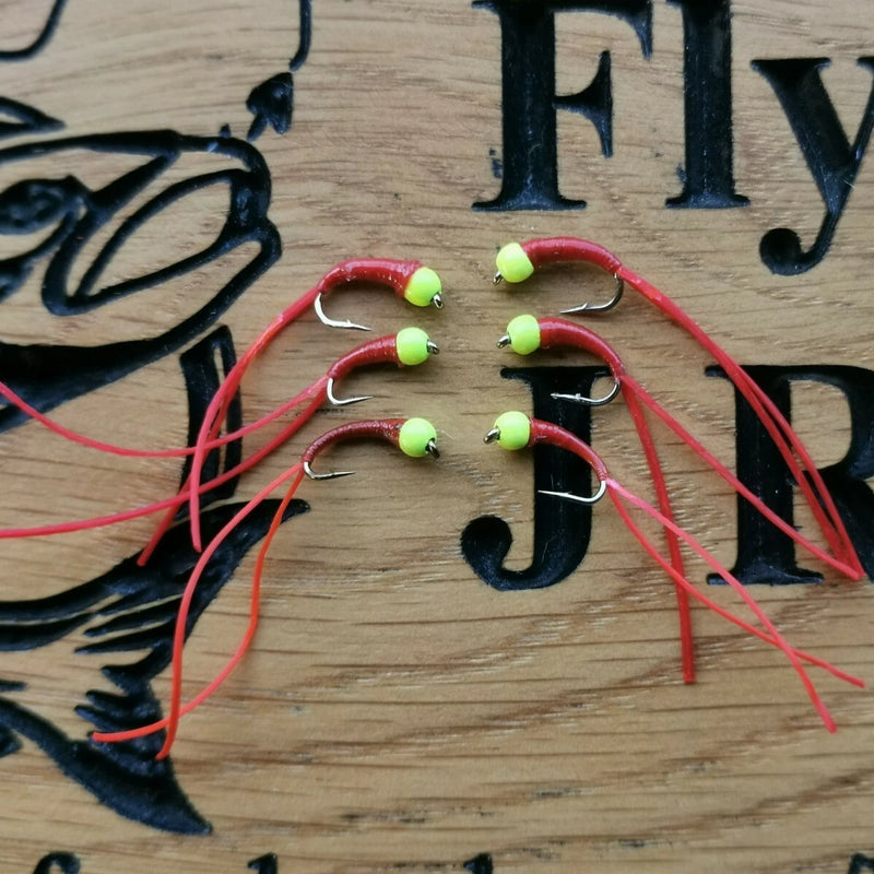 6 x BLOODWORM FLEXI-FLOSS STALKING BUG ,LURES,TROUT FLIES, BUZZERS SIZE 12