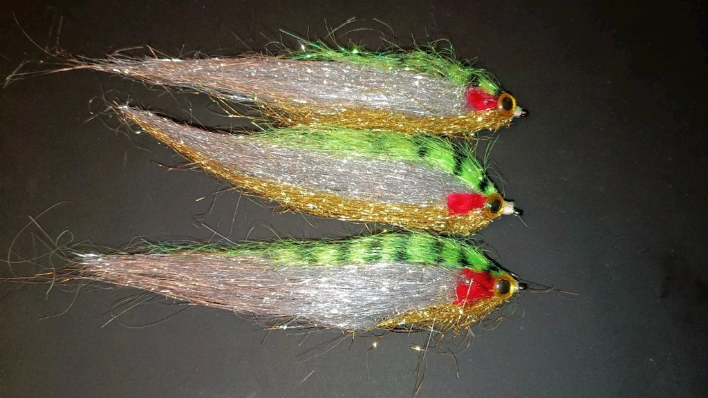 3 Large Flash  Pike /Perch/ Predatory Fly Lures Size 1 Hook Set of 3
