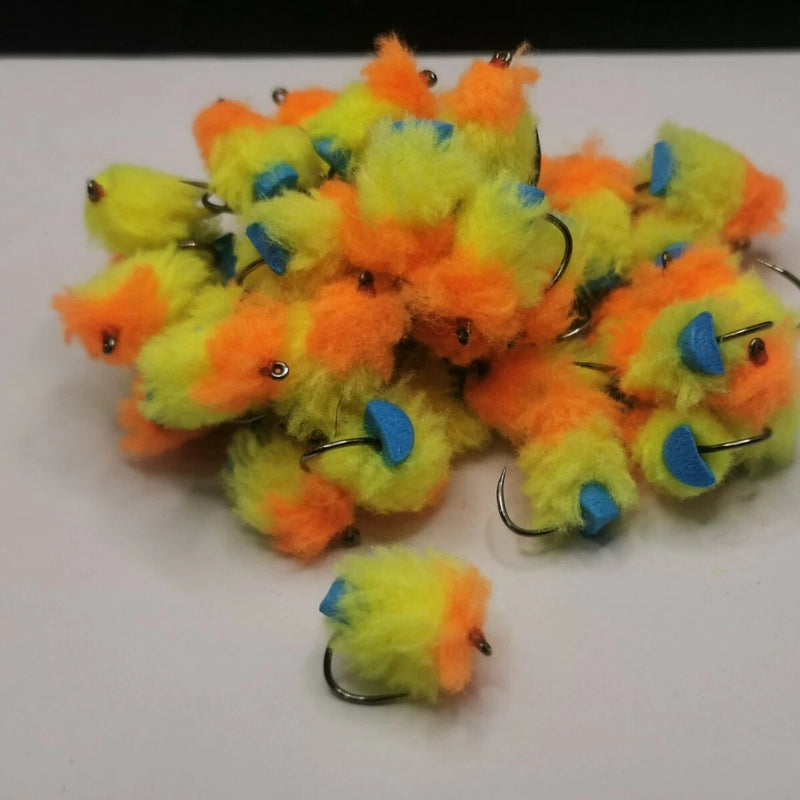 6 Tequila Eggstacy FAB BLOBS/TROUT FLIES/FLY FISHING size 10 barbless