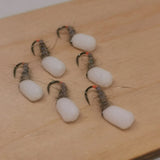 Hot Butt Hares Ear Suspended buzzer Set of 6 Fly Fishing Trout Flies SIZE 12