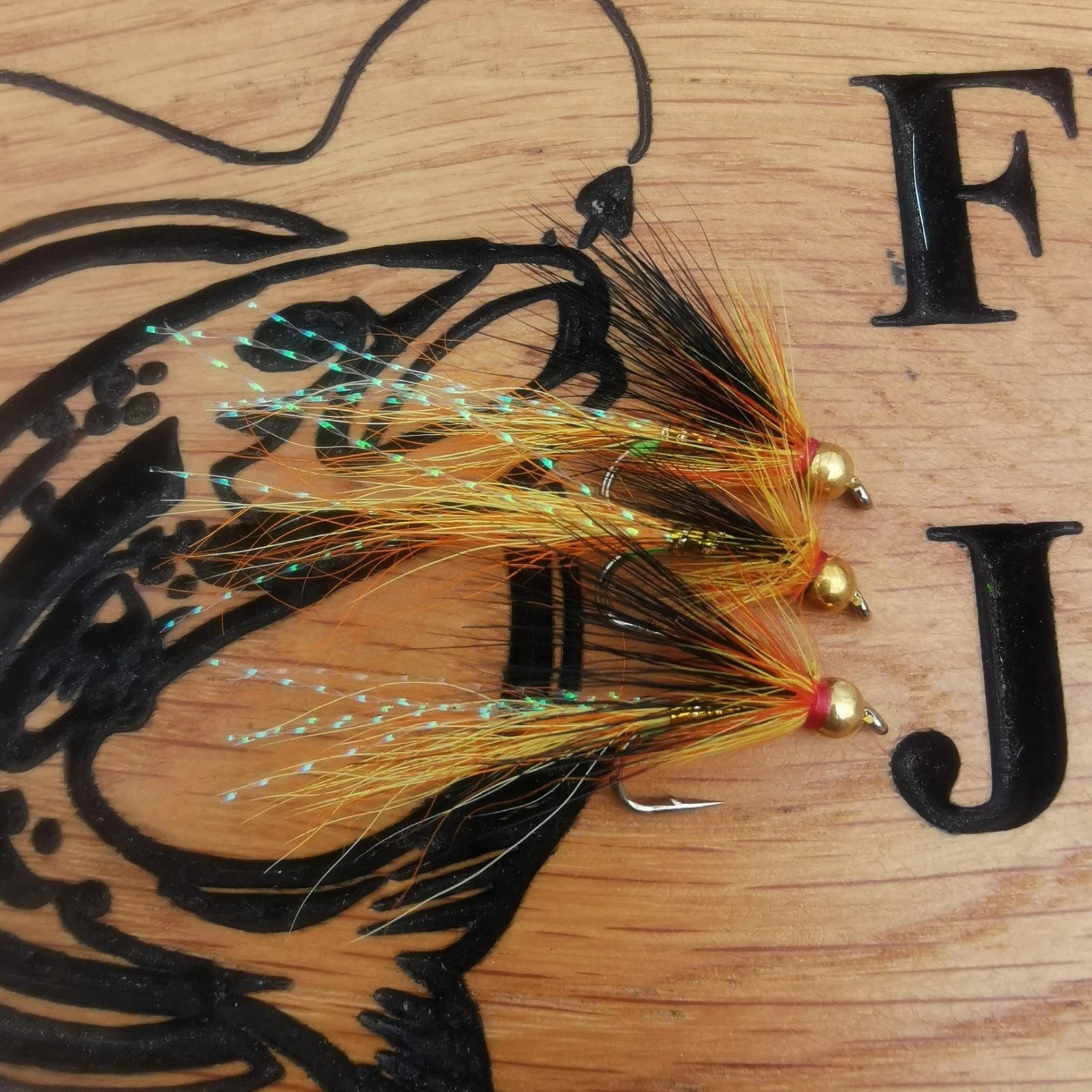 Salmon Flies Single Hook Bead Head Size 8. Set Of 3