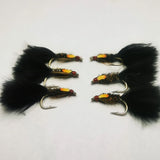 6 DIAWL BACH Marabou Nymph Black Wet Trout Fly Flies Size 12 Hook