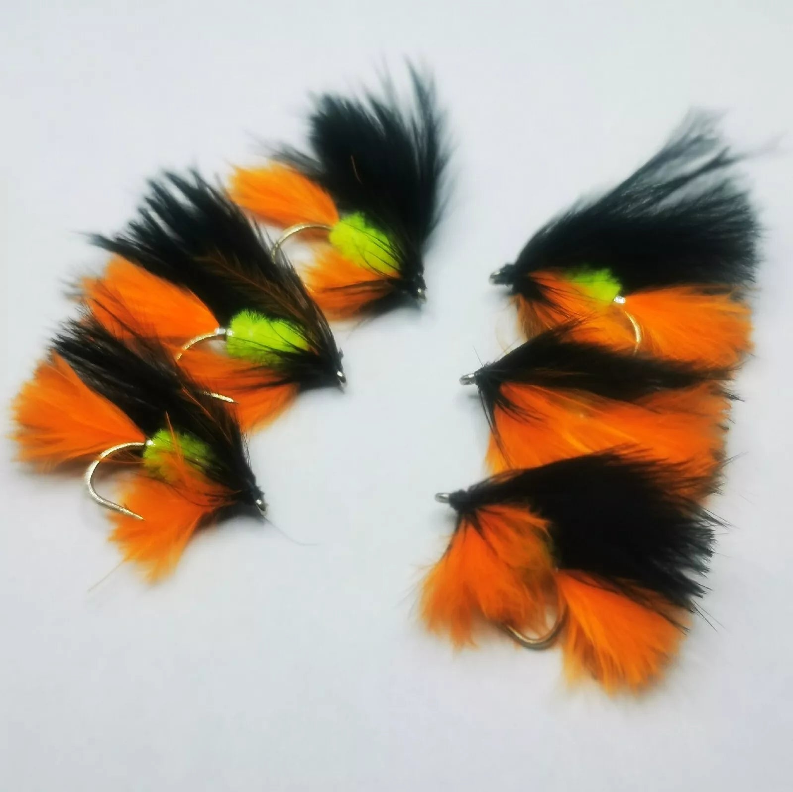 6 Black And Orange Mini Lures Fly Fishing Trout Fly Size 10