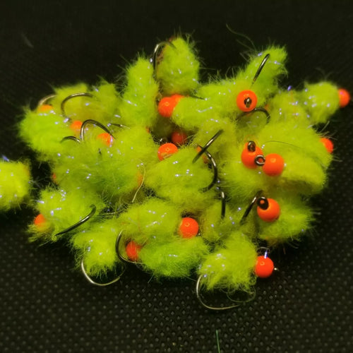 6x Size 10 Glistening Egg_it Chartreuse Eggstacy Blob fly Fly Fishing, eggstacy.