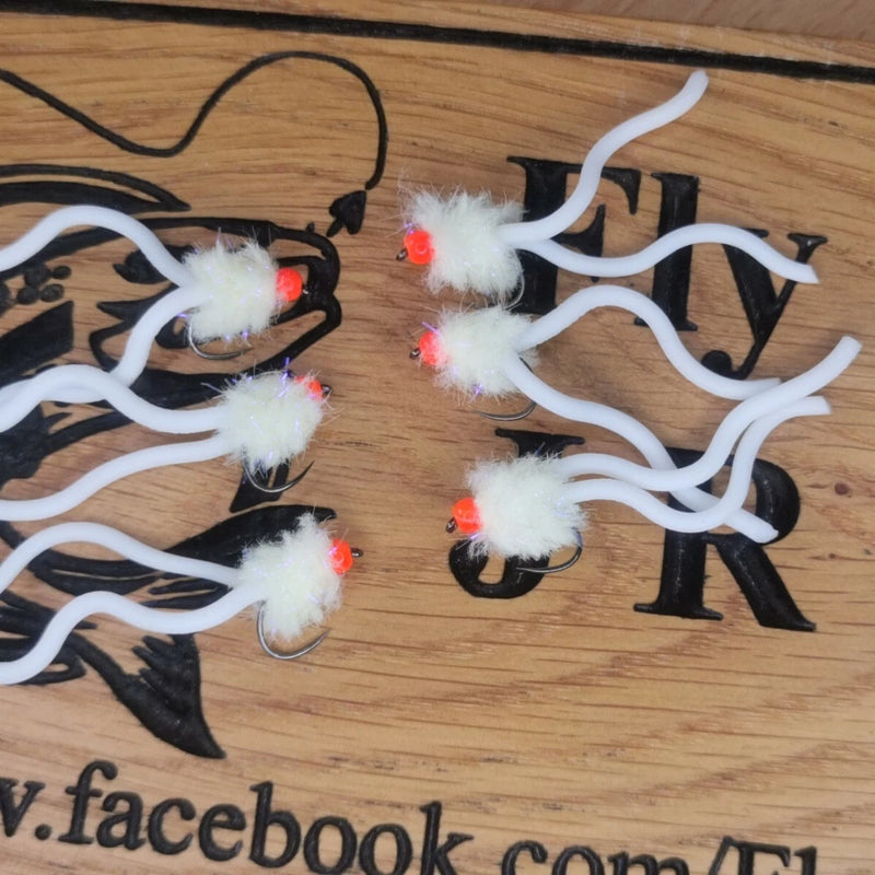 6 X Cheese Squirmy Worm Blob Size 10 Barbless Hot Head Trout Flies.