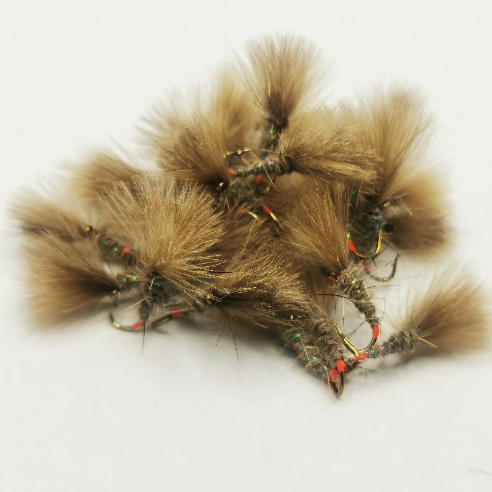 Hot Butt Hares Ear Shuttlecock  Set of 6  Fly Fishing Trout Flies SIZE 14