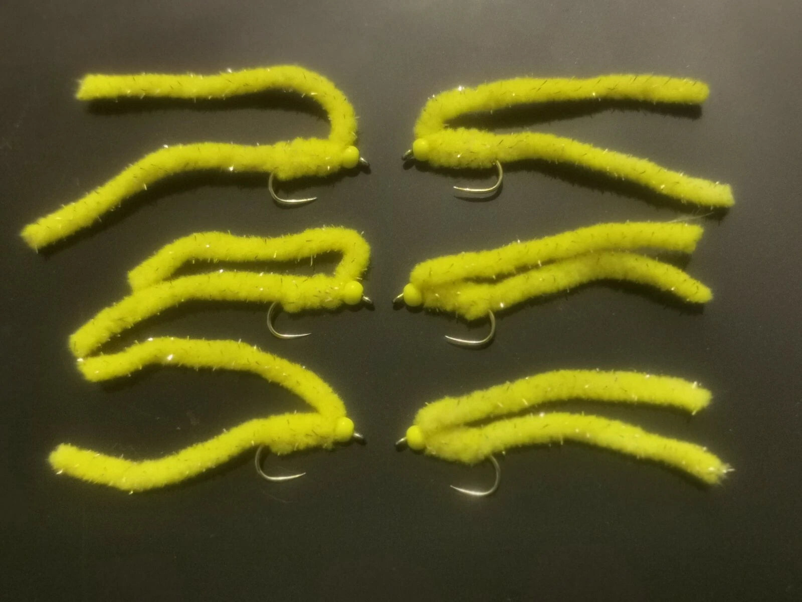 6 x Shimmy Worm Trout Fly Lures Size 10 barbless