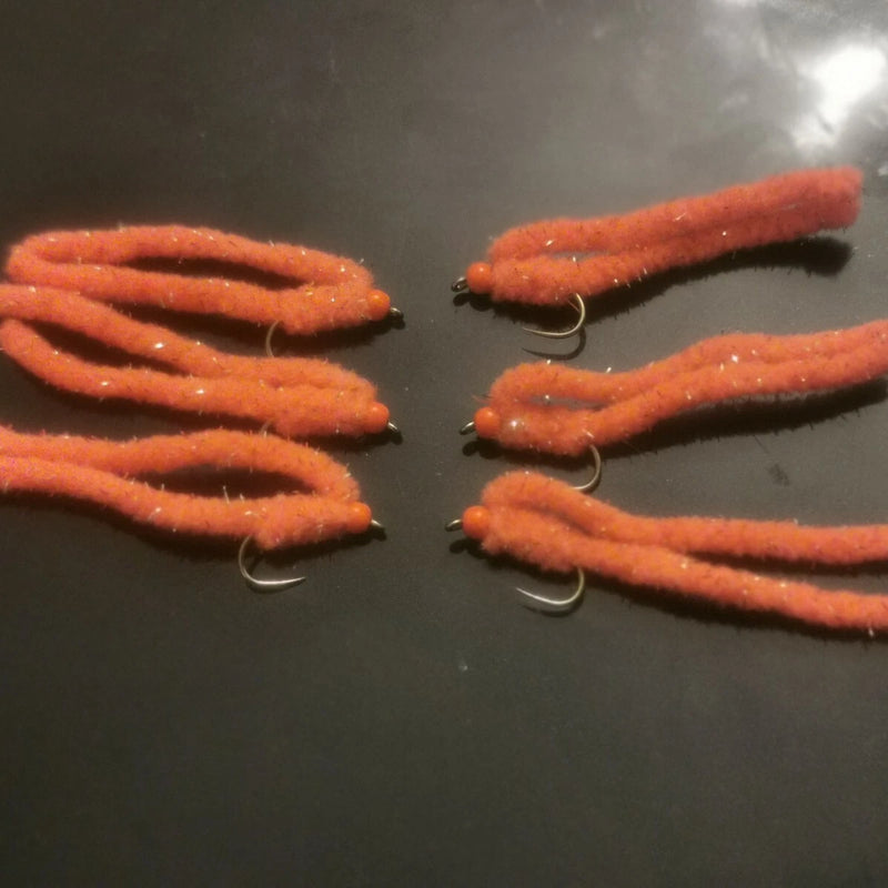 6 x Shimmy Worm Trout Fly Lures Size 10 barbless