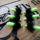 Viva Mop Fly Black / Chartreuse Size 10 (Set of 6) Fly Fishing Flies