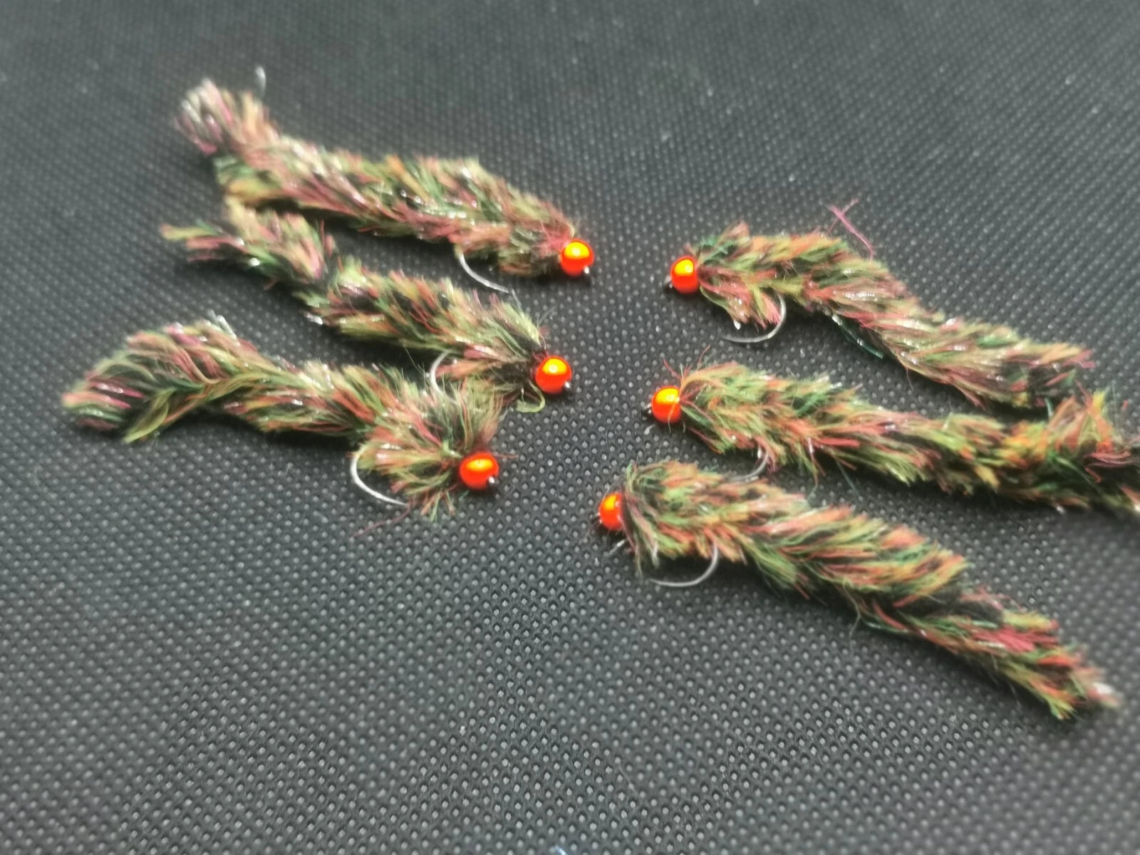 6 Jacobs Coat Worms FISHING TROUT FLIES SIZE 10 BARBLESS LURE