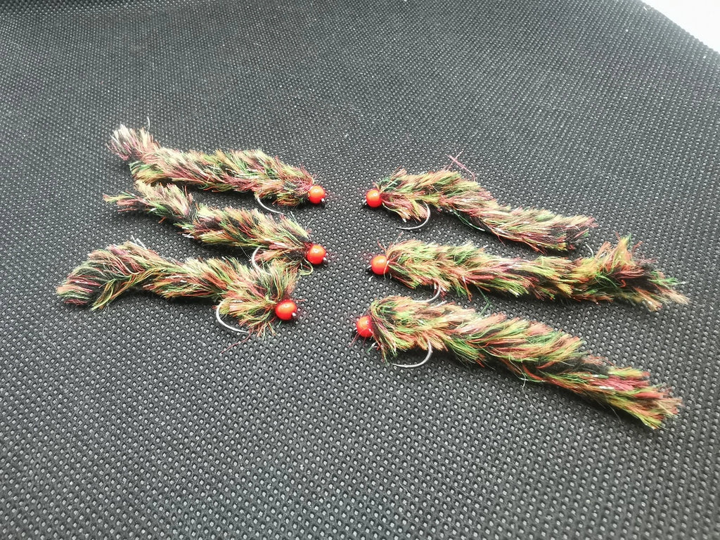 6 Jacobs Coat Worms FISHING TROUT FLIES SIZE 10 BARBLESS LURE